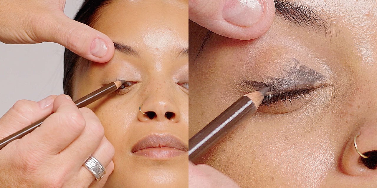 Step 2 lay down a kohl base or eyeshadow base for grunge glam makeup